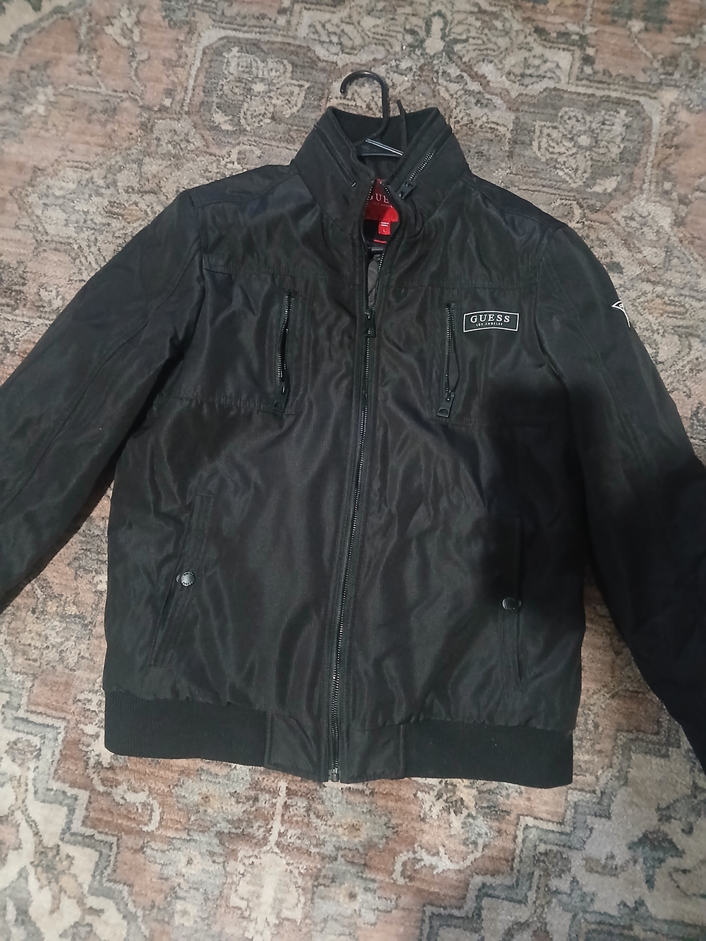 GUESS Black Men's Zip-Up Bomber Jacket